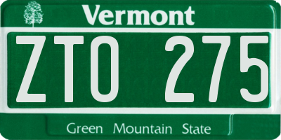 VT license plate ZTO275