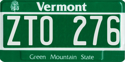 VT license plate ZTO276