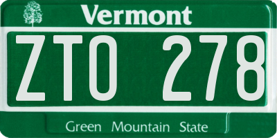 VT license plate ZTO278