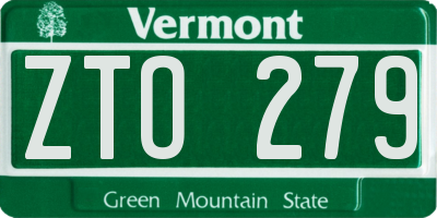 VT license plate ZTO279
