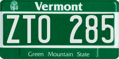 VT license plate ZTO285
