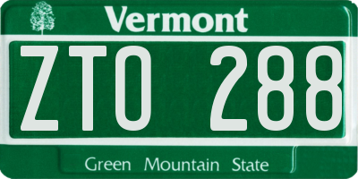 VT license plate ZTO288