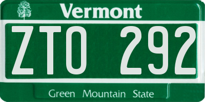 VT license plate ZTO292
