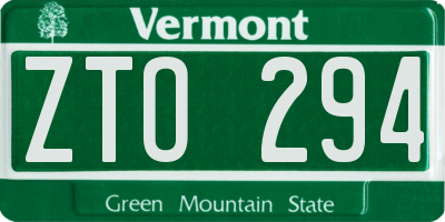 VT license plate ZTO294