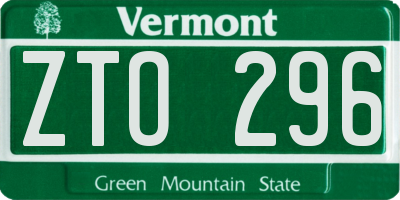 VT license plate ZTO296