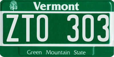 VT license plate ZTO303