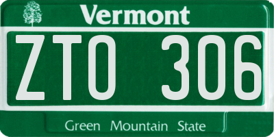 VT license plate ZTO306