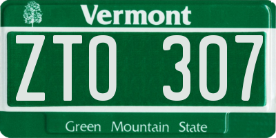 VT license plate ZTO307