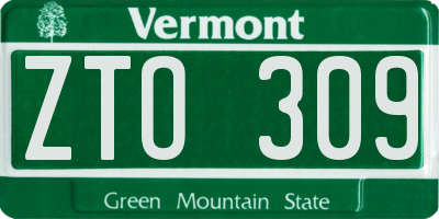 VT license plate ZTO309