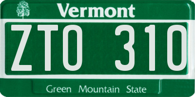 VT license plate ZTO310