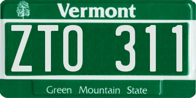 VT license plate ZTO311