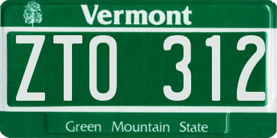 VT license plate ZTO312