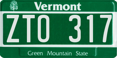 VT license plate ZTO317