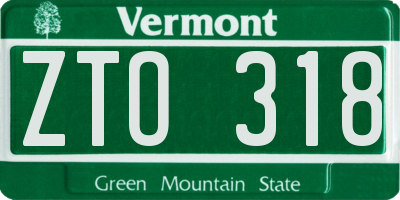 VT license plate ZTO318