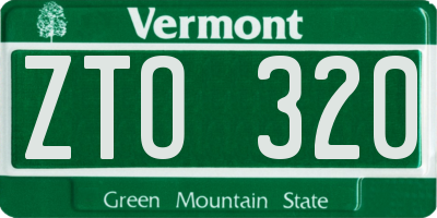 VT license plate ZTO320