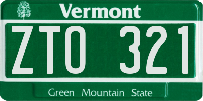 VT license plate ZTO321