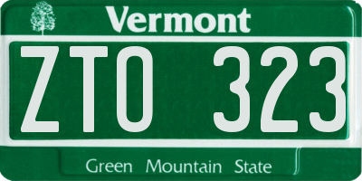 VT license plate ZTO323