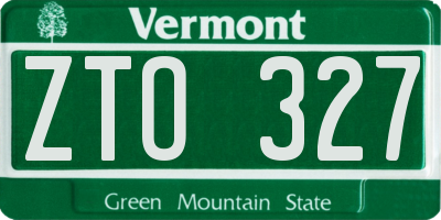 VT license plate ZTO327