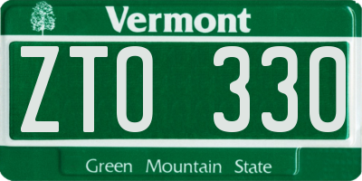VT license plate ZTO330