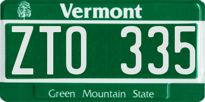 VT license plate ZTO335