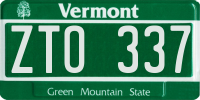VT license plate ZTO337