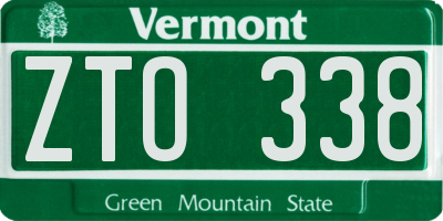 VT license plate ZTO338