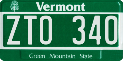 VT license plate ZTO340