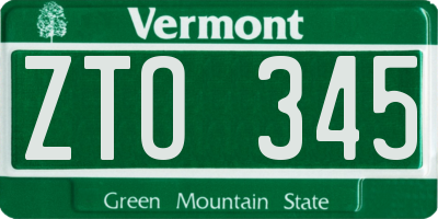 VT license plate ZTO345