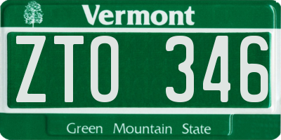 VT license plate ZTO346