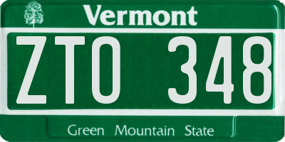 VT license plate ZTO348