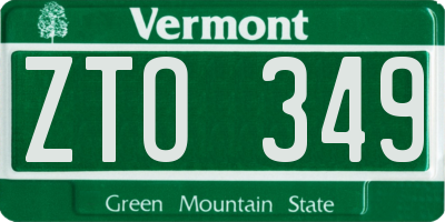 VT license plate ZTO349