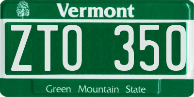 VT license plate ZTO350