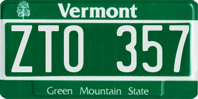VT license plate ZTO357