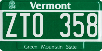 VT license plate ZTO358