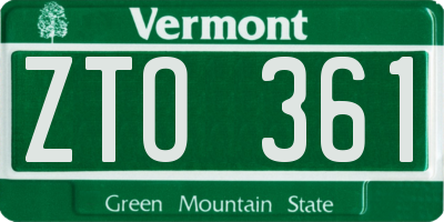 VT license plate ZTO361