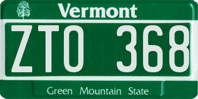 VT license plate ZTO368