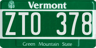 VT license plate ZTO378