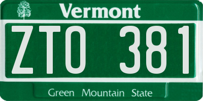 VT license plate ZTO381