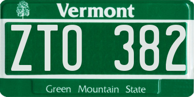 VT license plate ZTO382