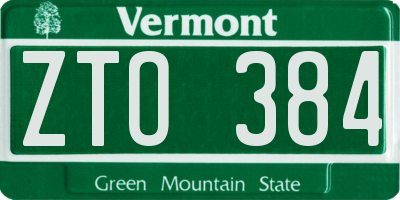 VT license plate ZTO384