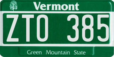 VT license plate ZTO385