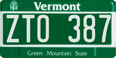 VT license plate ZTO387