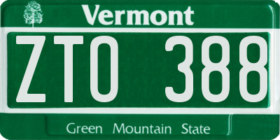VT license plate ZTO388