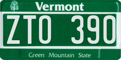 VT license plate ZTO390