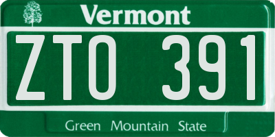VT license plate ZTO391