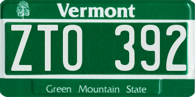 VT license plate ZTO392