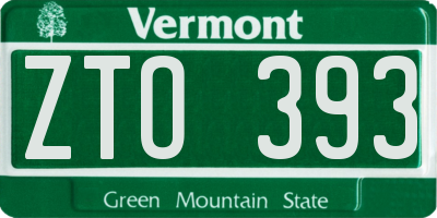 VT license plate ZTO393