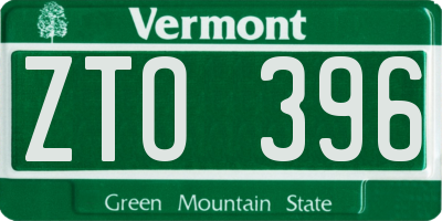 VT license plate ZTO396