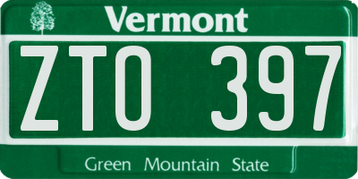 VT license plate ZTO397