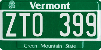 VT license plate ZTO399
